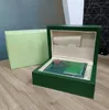 Boxes Fashion Green Cases quality Watch box Paper bags certificate Original Boxes for Wooden Woman Man Watches Gift Accessories