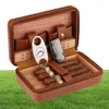 Accessoires de cigares portables en bois cèdre cigare humidior en cuir en cuir en cuir cigare 4 cigares rangement humidificateurs accessoires 2122190