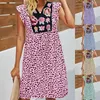 Casual Dresses Women's 2023 Summer Leopard Mini Dress V Neck Embroidered Floral For Women Midi Length High