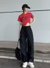 Pantalons pour femmes s HOUZHOU Hip Hop Retro Green Cargo Pant Y2K Harajuku Oversize Wide Leg Black Parachute Pantalon Femme Vintage Streetwear 230410