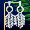 Dangle Earrings Siscathy Luxury Full Micro Cubic Zirconia Tassel Pendant Drop for Women 2023 Fashion Banquet Dubai Jewelry