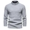 Erkek Sweaters Erkek Yeşil Sahte Boşaltma 2023 Sonbahar Kış Kış Sıcak Gündelik Kakiller Moda düz Renk İnce Fit Örme Homme
