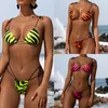 Mulheres Swimwear 2023 Europeu e Americano Sexy Flame Padrão Impresso Lace Up Bikini Mulheres