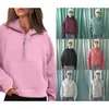 Sweats à capuche courts pour femmes Sweats à capuche pour femmes Lulu Scuba Sweats à capuche surdimensionnés demi-fermeture éclair Sweat-shirts courts en polaire vêtements de sport avec poches trou pour le pouce lululemen's Automne