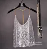 Camisoles Tanks Sequin Condom مع Tank Top Women Fashion Top Semer Sexy Low Cut Loose Thirt Tank 230410