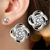 Boucles d'oreilles romantiques en cristal, fleur ronde de tempérament pour dames et filles, Simple et brillant, fleur de cerisier en Zircon