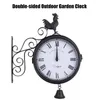 Wall Clocks Outdoor Wrought Iron Garden Clock Innovative Fashion Double Face Cockerel Bell Shape Hanging Watch