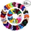 Acessórios de cabelo Atacado 46 Pçs / set Vintage Scrunchies Stretchy Veet Scrunchie Pack Mulheres Elásticas Menina Headwear Laços de Borracha D Dhunm