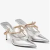 Летние женские пикантные модные туфли на высоком каблуке с заостренной цепочкой, тонкие каблуки, 44 больших сандалии