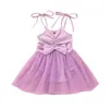 Meisjesjurken 0-24m schattig geboren baby mouwloze riem tutu bodysuit jurk massieve kleur boog prinses meisjes kleding