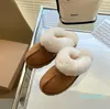 Women Platform Slippers Disquette Slipper Classic Mini Ultra Boot Fur Slides Sheepskin Funkette Suede Upper Sandal Mules Winter Warm Shoes