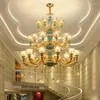 Chandeliers Nordic Style Ceramic Crystal LED Chandelier For Living Room Lobby Large Luxury Cristal Lighting Fixtures Decor Hanging Lights