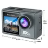 Spor Eylem Video Kameralar 5K 30 FPS Action Camera 4K 60 FPS Çift Ekran 170 ° Geniş Açılı 30m SU YOKTA SPOR KAMERA İLE BİSİKLİ DALICI KAMU 231109