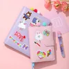 Notepads Macaron Color A5 A6 6 Ring Binding PU Clip Laptop Leather Loose Leaf Cover Magazine Kawaii Workstation 230408