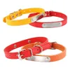 Halsbanden Hondenhalsband Gepersonaliseerde halsband Naam Gesneden ID Anti-verloren Stevige PU-leren halsband voor kleine middelgrote grote honden Puppy Kat Dierbenodigdheden Roze 231110