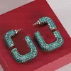 Green Crystal Designer Earrings 3 Sizes Chic Diamond Earrings Rhinestone Studs For Party Wedding Birthday Gift