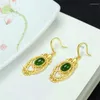 Brincos pendurados vendendo natural esculpido à mão 925 prata gufajin incrustado jade jasper studs moda jóias mulheres presentes sorte