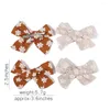 ヘアアクセサリー10pcs/set flower print bow lips for Kids Floral Embroidery Bowknot Barrettes Headwear Girls Wholesale