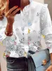 Blouses pour femmes mode imprimé Blouse femmes élégant papillon dentelle petit haut à volants décontracté à manches longues blanc Blusa Feminina