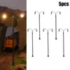 Garden Decorations 5Pc H0 1:87 Scal Model Railroad Lamppost Lamps Lights Lattice Mast Light Miniature LED Layout For Scenery Landscape