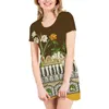 Casual jurken strandjurk Boheemse stijl mid-lengte t-shirt grote oversized ronde ronde nek korte mouw rok veelzijdig