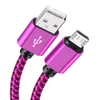 Cable USB tipo C de 2 metros, Cable vaquero de cobre de carga rápida 2A, Cable de datos para teléfono móvil, Cable de 6 colores para teléfono Android