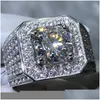 Solitionaire Ring Wong Rain Real 925 стерлинговый Sier 3ex Round 5ct VVS1 GRA Прошел тест Diamond D Moissanite для женщин подарки подарки Deli DH23W