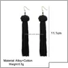 Bengelen kroonluchter sieraden bohemie etnische tassel oorbellen voor vrouwen trendy zwart rood geel groene zijden franjes bungels stateme dh8e0