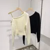 1105 2023 outono marca mesmo estilo camisola manga longa tripulação pescoço preto branco gra roupas femininas de alta qualidade fangle