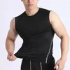 남성용 탱크 탑 솔리드 체육관 의류 남자 통기성 압축 민소매 셔츠 농구 퀵 건조 셔츠 보디 빌딩 조끼