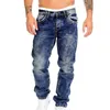 Herren Jeans Herren Sport Denim Jean Bodybuilding Tasche Lässige Vintage Lange Länge Hohe Taille Hosen Männliche Stretchhose Feste Kleidung