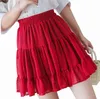 Skirts Boho Summer Pleated Mini Skirts High Waist Sexy Chiffon Skirts Candy Color Cut Girl Party Vesidos Ruffles Skirts Red and White 230410