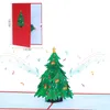 GRATNING KORT 3D JUL TRE TREE POP UP CARD MED LED Lighting Music Module Laser Cutting Envelope Santa Hat X'mas Gift 231110