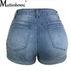 Женские шорты Женская мода, разорванная высокой талией, брошенные джинсовые шорты, винтажные отверстия летние повседневные карманные короткие джинсы