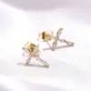 NY S STERLING SIER HIP HOP GOLD PLATED CROSS STUD ICED OUT CUBIC ZIRCONIA Piercing Fine Jewelry Parrings