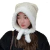 Berets Y166 Bear Hat Winter Headgear For Outdoors Furry Skiing Cartoon