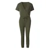 Tute da donna Pagliaccetti JAYCOSIN Donna Moda Casual Senza maniche Solid Playsuit Tuta con scollo a V Pantaloni lunghi complessivi