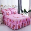 Lit Jupe Amant Couple Adulte Enfants Fille Rouge Rose Épais Jupe De Lit Matelassé Doux Coton Drap Couverture Lin Simple Pleine Reine Taille Couvre-lits 2m 230424