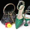 Shoe Bag Set Combination with Pointed Wine Glasses and Colorful Diamonds Paired with the Same Handbag, Bucket Bag, Party Shoes 231115