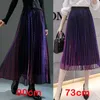 Kjolar Summer Discolor Shine Gradient Pleated Long Gaze Kjol Metallic Aline Elegant Gradient Purple Green Maxi Long Mesh kjolar 230410