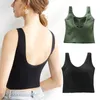 Camisoles Débardeurs Sexy Dos Nu Malt Top Débardeur Dos Ouvert Coussin Débardeur Fit Femme Soutien-Gorge Intégré U-Neck Été Crop Top Femme 230410