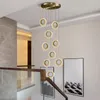 Kronleuchter Luxus-Kristallringe LED-Kronleuchter für Treppenhaus Moderne Cristal Gold Küchenleuchten Runde einfache Innenhängelampe
