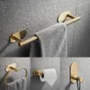 New New No Drilling Bathroom Hardware Accessories Set Stainless Steel Self-adhesive Towel Bar Paper Holder Robe Hook Towel Ring Set