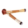 Makeup Borstes 2 PCS Powder Brush Make Dual Ended Cosmetics Blush Högdensitet Bambu Trähandtag Ansiktskänsla