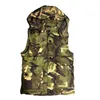 Gilet da uomo Gilet da uomo con stampa mimetica Gilet imbottito in cotone addensato Giacca con cappuccio Cappotto invernale senza maniche