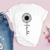 Women's T Shirts Summer Flower Faith Print Women Aesthetics Funny Tshirts Ladies Tees 90s Short Sleeves Tops T-shirt Female Clothes 2023