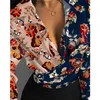 Blouses Femmes Chemises Vintage Printemps Automne Casual Contraste Couleur Imprimé Floral À Manches Longues Chemise Femmes Col En V Blouse Vêtements Dames