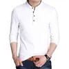 T-shirts voor heren Lente heren met lange mouwen T-shirt Half knopkraag Kraagkraag katoen Zipper Solid Casual Top Comfortabel Koreaans Ultra-dunne T-shirt 230410