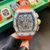 Topkwaliteit automatische luxe horloge heren Iced Out casual sporthorloges 316L roestvrijstalen behuizing rubberen band2178