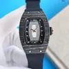Механические часы Tourbillon Richaremiller Diamond Set Автоматические кварцевые часы из нержавеющей стали с сапфиром и дизайнерские часы Rm037 Женские керамические из углеродного волокна Lrzd